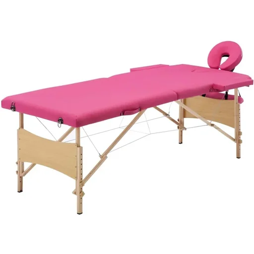"Massagetisch faltbar 2 Zonen Holz rosa image"