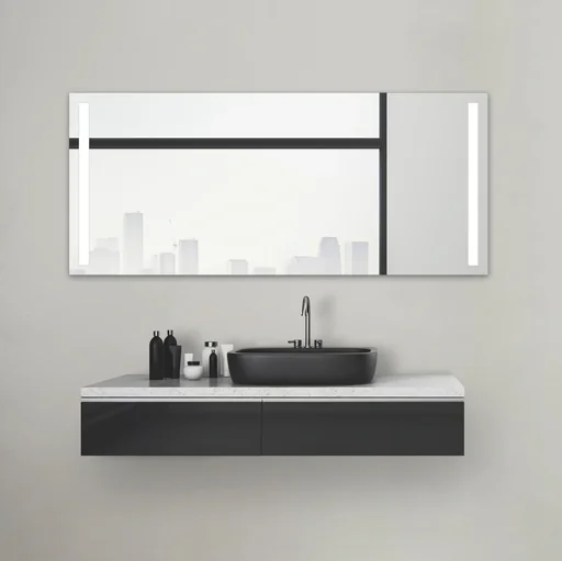 "Badezimmerspiegel mit Beleuchtung, "Light" - 160 x 70 cm - mit hinterleuchteten Lichtausschnitten image"