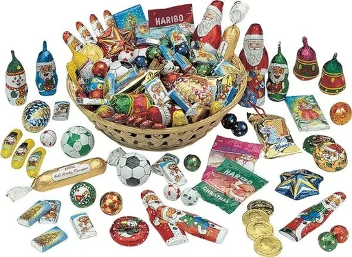 "Weihnachtskörbchen mit 40 Weihnachtssüßigkeiten, image"
