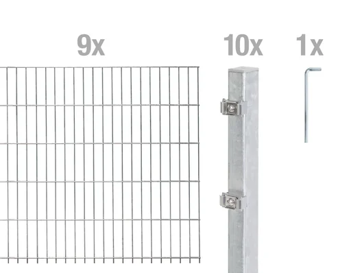 "Doppelstabmattenzaun Komplettset, feuerverzinkt, Höhe 160 cm, Länge 18 m image"