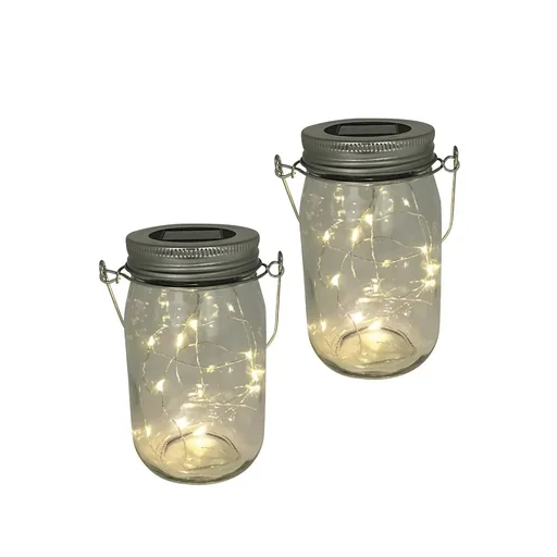 "LED Solar Windlicht Klar 2er Set image"