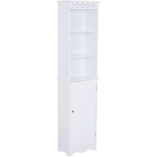 "Badschrank Wäscheschrank Standregal Aufbewahrung 6 Fächer MDF Weiß 40 x 23 x 160 cm image"
