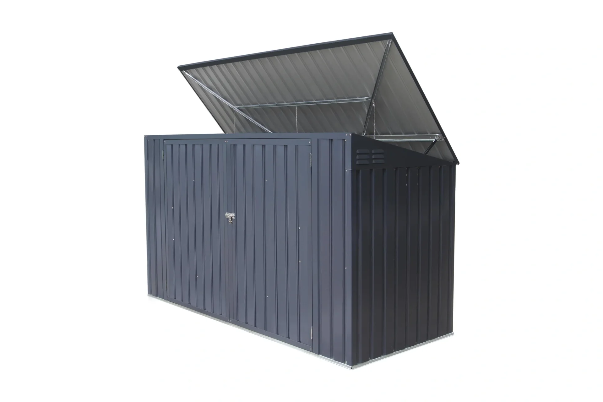 "Mülltonnenbox 73, 235,5×100×131 cm, Dunkelgrau – Stahl für 3x 240 L mit Pultdach image"