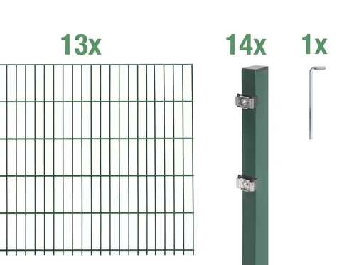 "Doppelstabmattenzaun Komplettset, grün, Höhe 160 cm, Länge 26 m image"