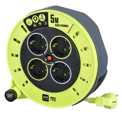 "Kabeltrommel 5 Meter mit 4 Steckdosen und Überhitzungsschutz image"