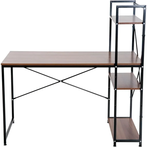 "Schreibtisch Computertisch Bürotisch mit Regal Walnuss Schwarz image"