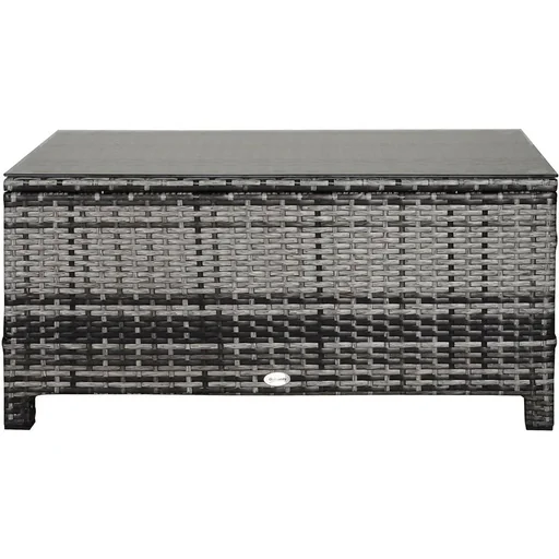 "Garten Beistelltisch Couchtisch Gartentisch Balkontisch Polyrattan Grau 85 x 50 x 39 cm image"