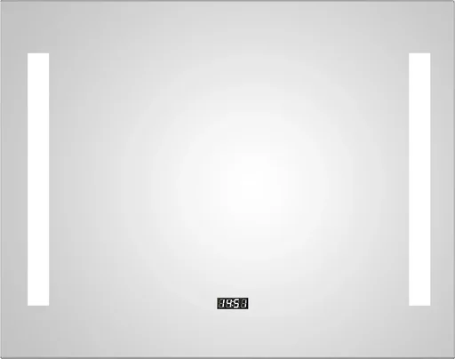 "Badezimmerspiegel mit Beleuchtung, "Star" - 80 x 60 cm - Lichtfarbe neutralweiß - Digitaluhr image"