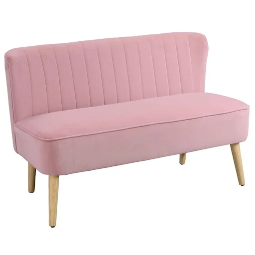 "2-Sitzer Stoffsofa Polstersofa Sitzmöbel Loungesofa Holz Schaumstoff Samtartiges Polyester Rosa 117 x 56,5 x 77 cm image"