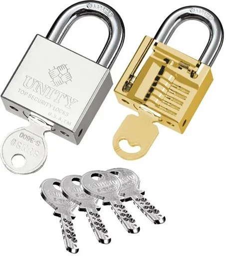 "Sicherheits-Vorhängeschloss, 40 x 36 Stahl + 4 Sicherheitsschlüssel image"
