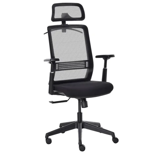 "Bürostuhl Schreibtischstuhl Arbeitstuhl mit Kopfstütze Kleiderbügel höhenverstellbarer Drehstuhl Nylon Mesh Schwarz 66 x image"