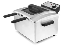 3 in 1 Fritteuse „DF 402 B“, Cool-Zone, Edelstahl gebürstet, Silberfarben/ Schwa