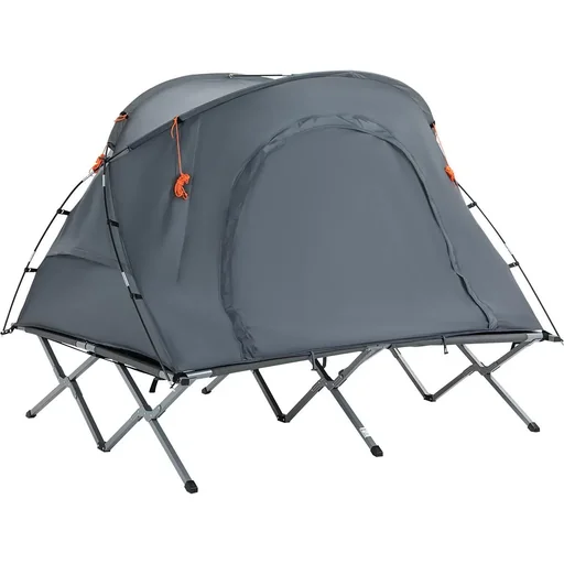 "Campingzelt 2 Personen - mit Bett und Matratze - faltbar - Grau - 200 x 146 x 159 cm image"