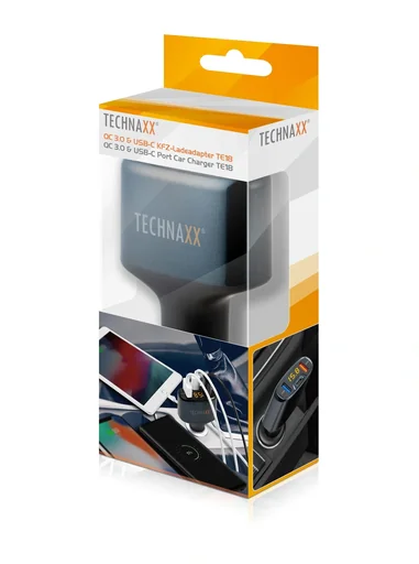 "QC 3.0 & USB-C KFZ-Ladeadapter TE18 image"