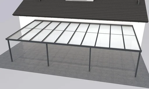 "Terrassendach Premium, anthrazit, 10140 x 5060 mm - Polycarbonat Stegplatten 16 mm, weiß gestreift image"