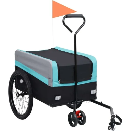 "Fahrradanhänger 2-in-1-Läufer XXL blau-grau und schwarz image"