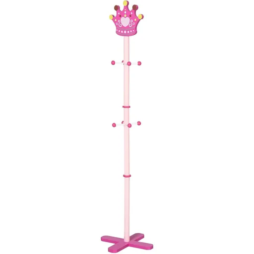 "Kindergarderobe aus Holz Kleiderständer mit Prinzessinnen-Motiv Garderobenständer mit 8 Haken, Kinderzimmer Standgardero image"