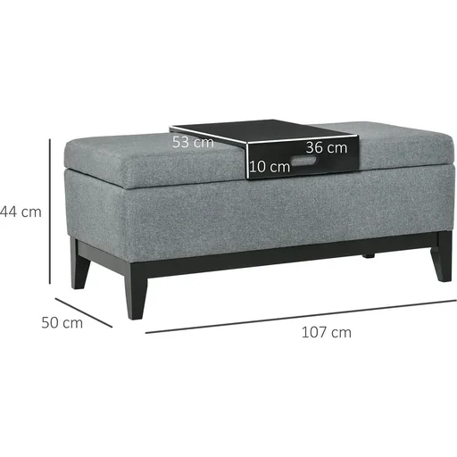 "Sitzbank mit Stauraum Polsterbank Sitzhocker Sitztruhe belastbar bis 120 kg mit Tablett abnehmbar Polyester Schaumstoff image"