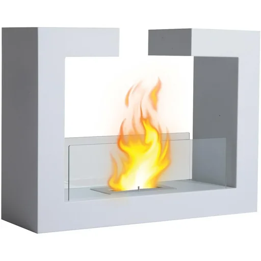 "Freistehender Bioethanol Bodenkamin Design Weiß image"