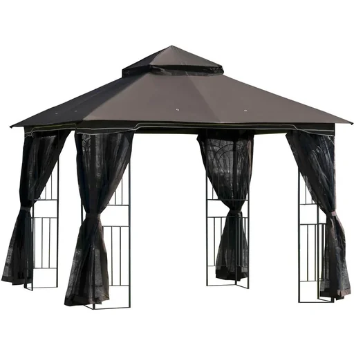"Gartenpavillon - Doppeldach - braun - 3 x 3 m image"