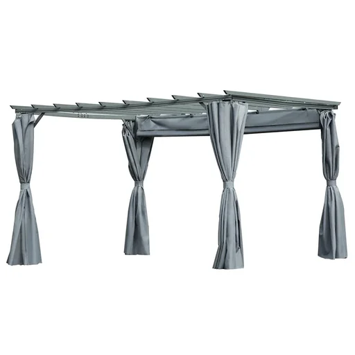 "Pergola-Pavillion mit einstellbarem Stoffdach witterungsbeständig wasserabweisend Sonnenschutz Polyester Stahl Grau 3,6 image"