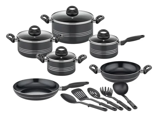"Kochtopf-Set "Milano Nero", Aluminium, 15-teilig image"