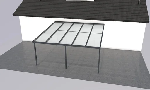 "Terrassendach Premium, anthrazit, 5100 x 5060 mm - Polycarbonat Stegplatten 16 mm, opal image"