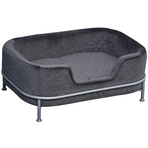"Hundesofa mit Rückenlehne Haustiersofa mit Metallbeinen Hundebett Weichem Bezug Katzensofa Metall Grau 63,5 x 43 x 24,5 image"