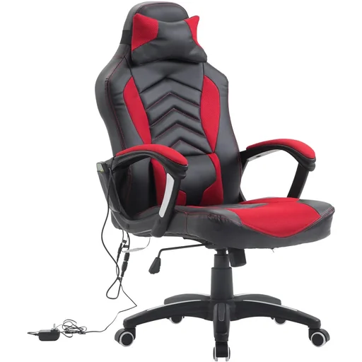 "Bürostuhl Gaming Stuhl mit Massage- und Wärmefunktion schwarz-rot image"
