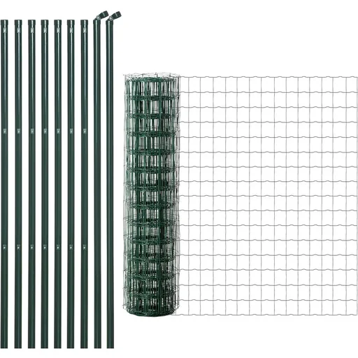 "Gartenzaun 10 x 1,5 m Volierendraht Maschendraht Drahtzaun Drahtgitter Gartenzaun Rolle Masche stark Stahl Grün image"