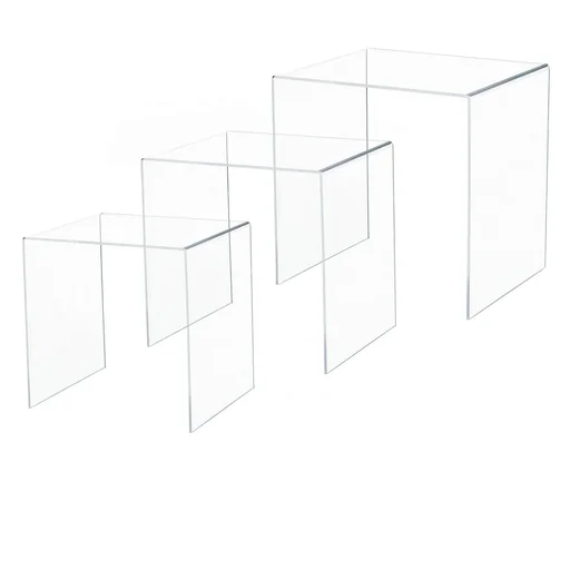"Beistelltisch 3er-Set Couchtisch Satztisch Sofatisch Glastisch klar Acrylglas 32 x 30 x 24 cm/35 x 30 x 28 cm/38 x 30 x image"