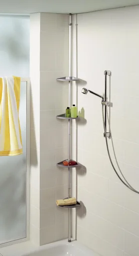 "Teleskop-Badeckregal, 235-280 cm, Rostfrei, Silberfarben image"