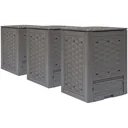 Komposttonnen 3 Stück 900 L 60x60x83 cm braun