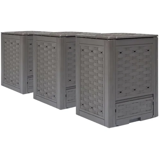 "Komposttonnen 3 Stück 900 L 60x60x83 cm braun image"