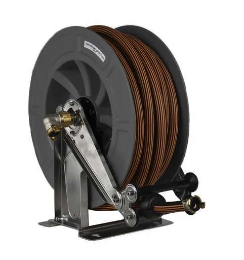 "Schlauchaufroller Edelstahl/ABS Kunststoffgehäuse OSK 610 mit 20 m, 3/4" Gummischlauch ET, max. 15bar/90°C image"