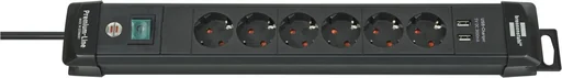 "Steckdosenleiste Premium-Line 6-fach, schwarz image"