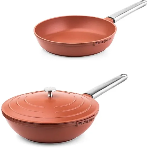"Performance Series Töpfe und Pfannen - Bratpfanne 24 cm + Wokpfanne 28 cm - Orange image"