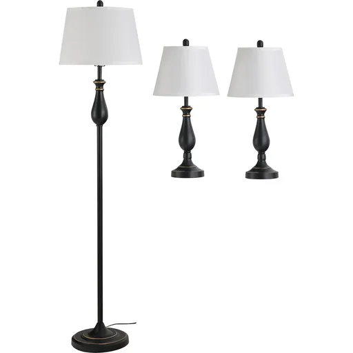 "3er- Lampenset 2 Tischlampen + 1 Stehlampe image"