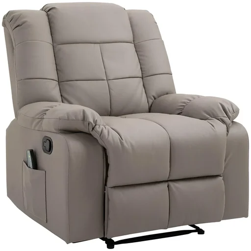 "Massagesessel Fernsehsessel Relaxsessel mit Massagefunktion Kunstleder Holz Metall Schaumstoff Grau 94 x 99 x 99 cm image"
