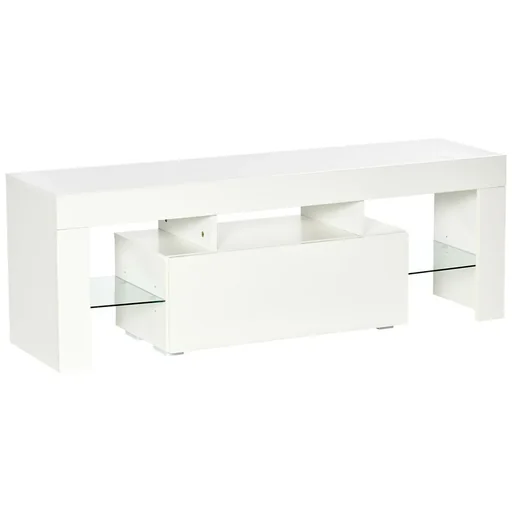 "Fernsehtisch TV Schrank mit RGB-Lichtleisten TV-Kommode Schrankelement mit verstellbaren Glasböden offenen Einlegeböden image"