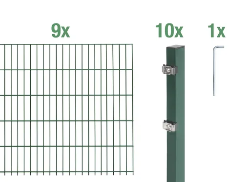 "Doppelstabmattenzaun Komplettset, grün, Höhe 80 cm, Länge 18 m image"