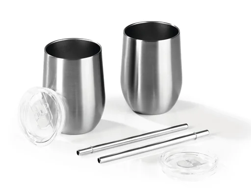 "Thermo Getränkebecher aus Edelstahl mit Edelstahl Trinkhalme und abnehmbaren Deckeln, 6-teilig 350 ml image"
