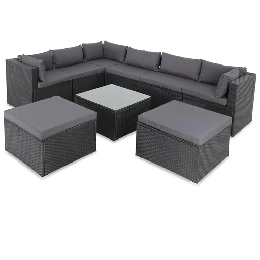 "Polyrotan XL Lounge-Set 26-teilig. Schwarz Anthrazit image"