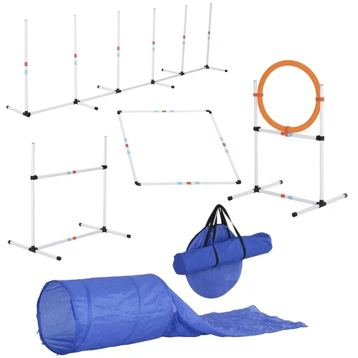 "5-tlg. Hunde Agility Set Training für Haustiere Hundetrainigsset mit Hundetunnel Inklusive Tasche Leicht zu tragen Polye image"