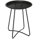 Beistelltisch für Garten Couchtisch Kaffeetisch mit Tragegriff Wohnzimmer Metall Schwarz Ø46 x 56H cm