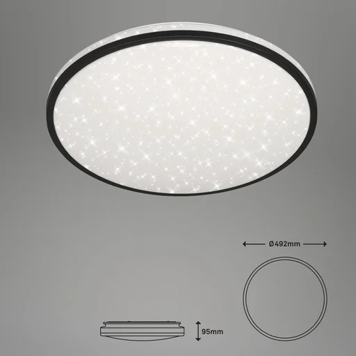 "LED Deckenleuchte mit Sternendekor, rund, Ø 49,2 cm, 48 Watt, schwarz image"