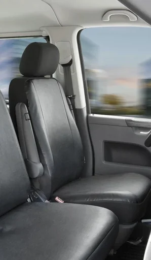"Passform Sitzbezüge VW T6 für Einzelsitz vorne aus Kunstleder ab Baujahr 07/2015 bis heute image"