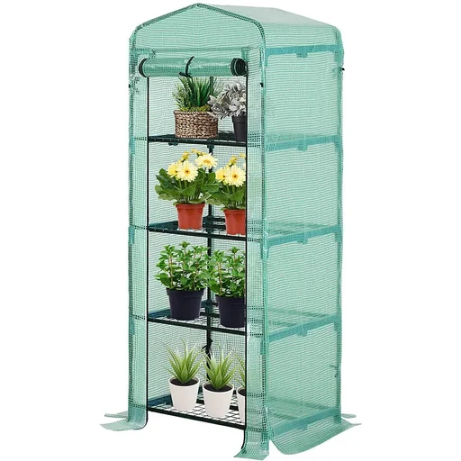 "Gewächshaus mit 4 Fachböden grün transparent image"