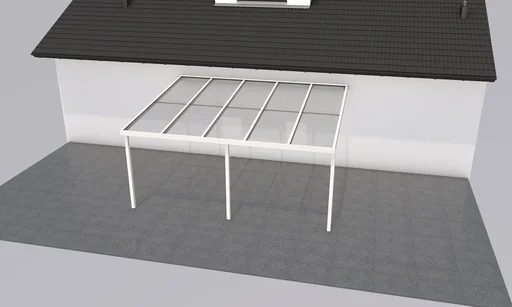 "Terrassendach Premium, weiß, 5100 x 4060 mm - 10mm Verbundsicherheitsglas (VSG) image"
