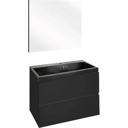 "Concept Badezimmermöbel met spiegel 60cm - schwartz/schwartz image"